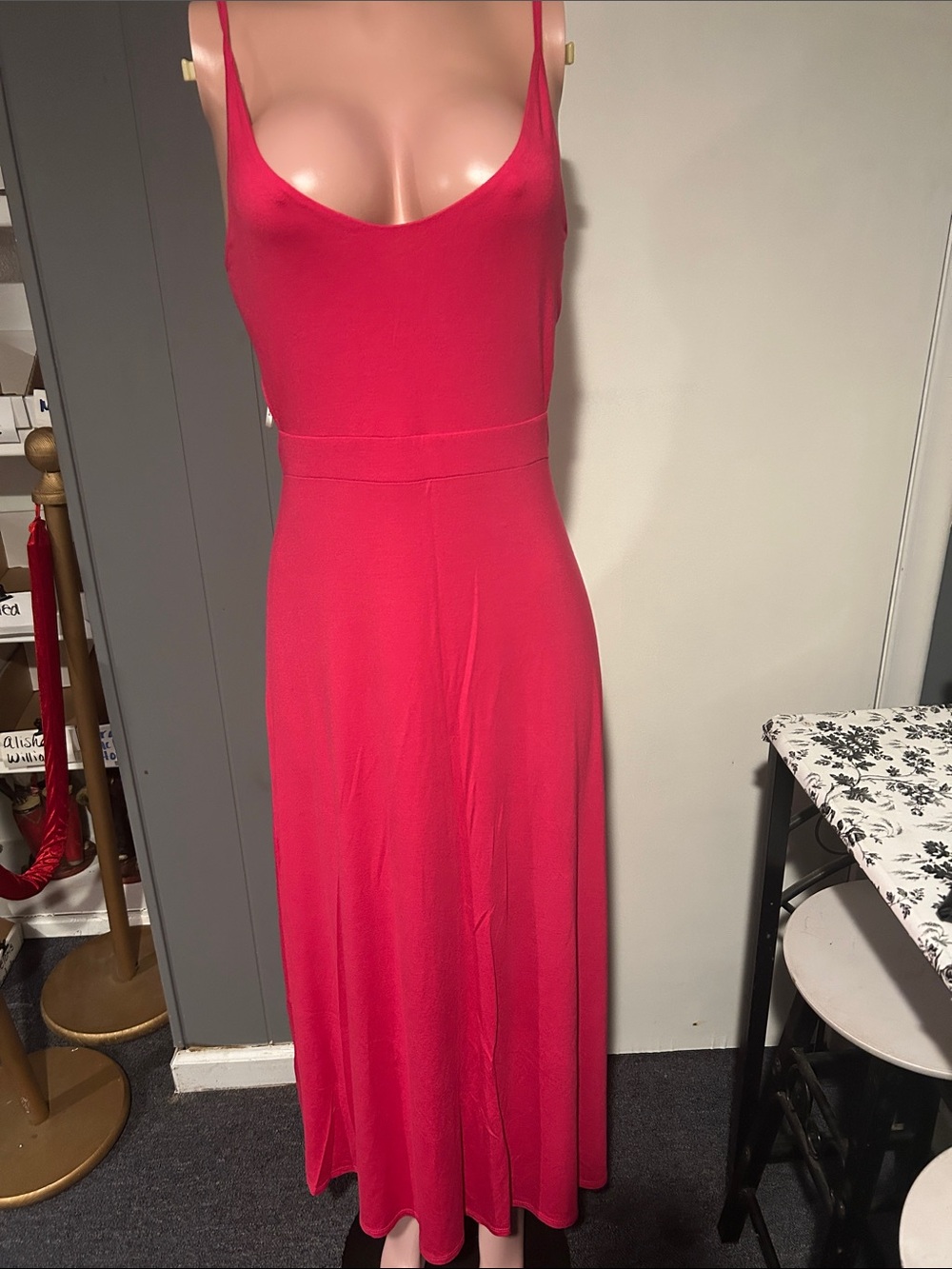 BCBGMaxAzria Sleeveless Scoop-Neck Red Maxi Dress